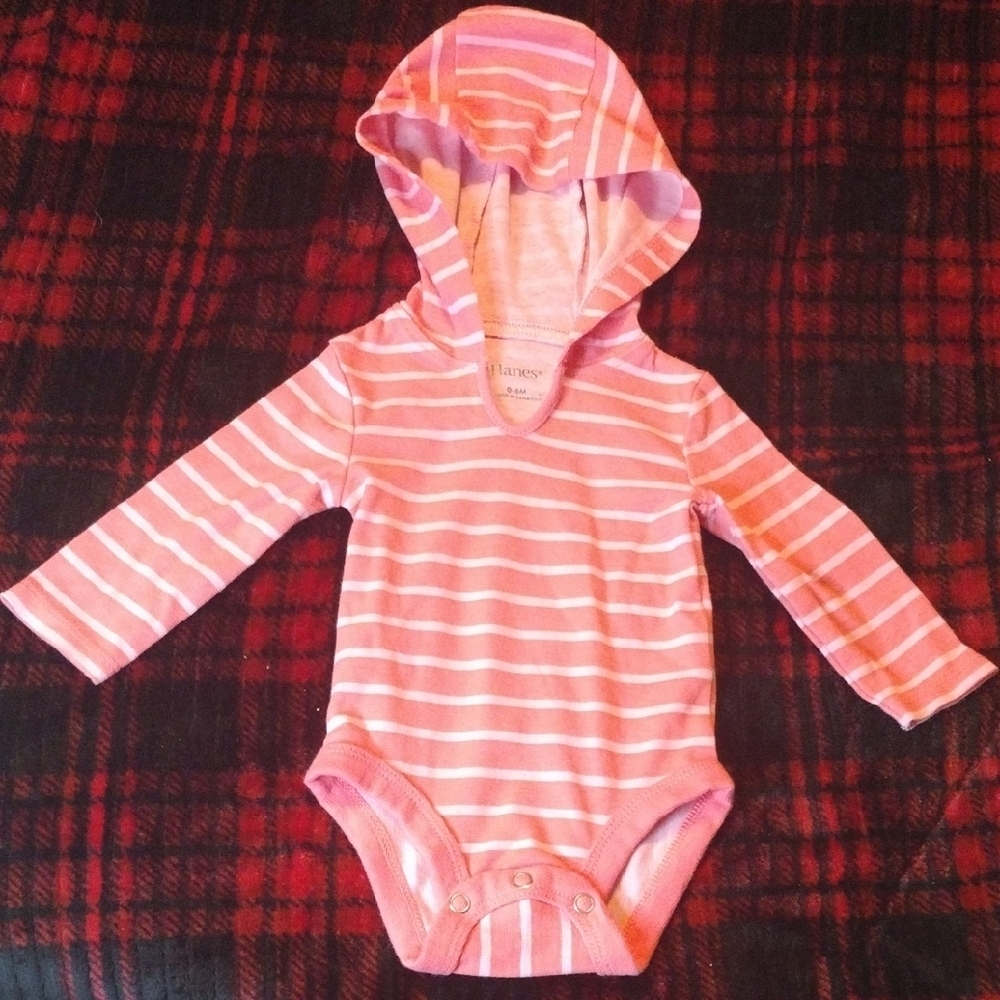 Hanes Pink and White Striped Kids Bodysuit